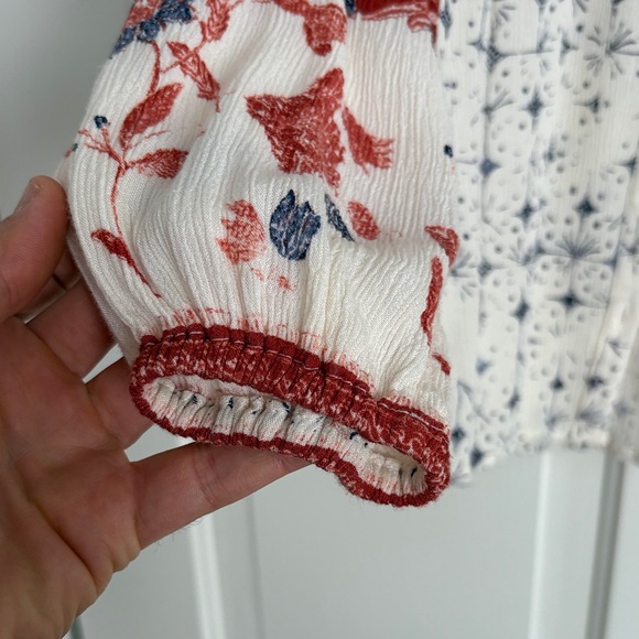 Wonderlt Red and Blue Patterned Blouse - Picture 4 of 6